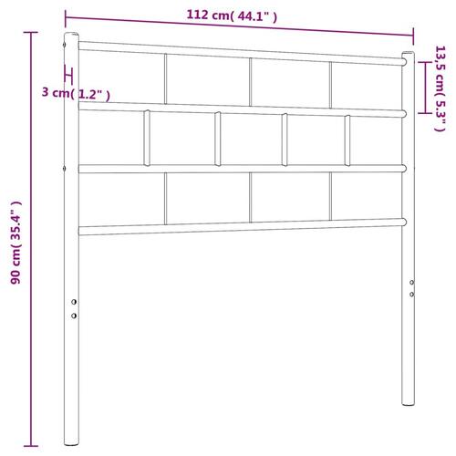 Sengegavl 107 cm metal hvid