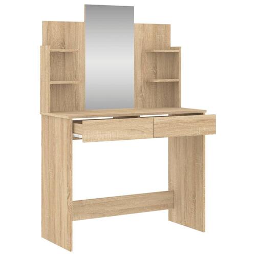 Makeupbord med spejl 96x39x142 cm sonoma-eg