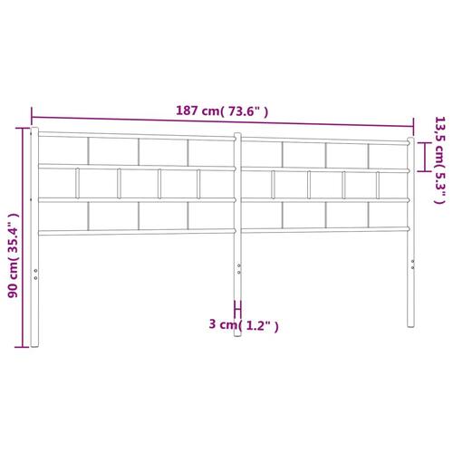 Sengegavl 180 cm metal hvid