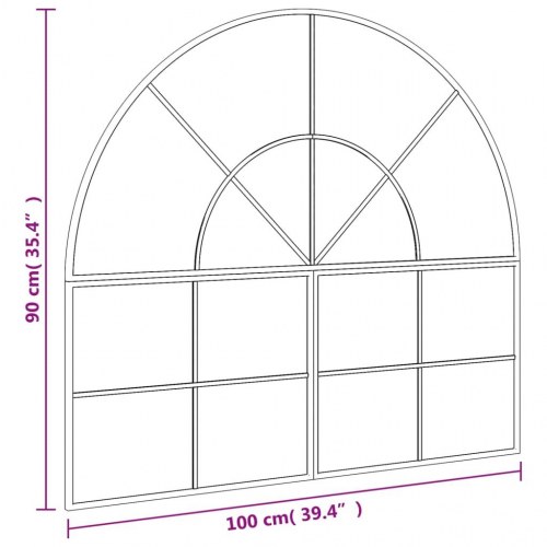 Vægspejl 100x90 cm buet jern sort