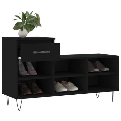 Skoreol 102x36x60 cm konstrueret træ sort