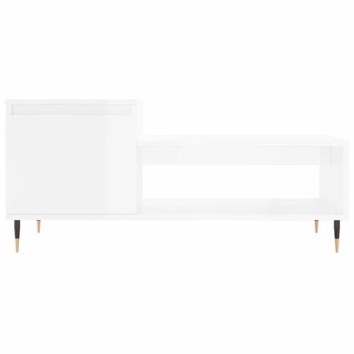 Sofabord 100x50x45 cm konstrueret træ hvid højglans