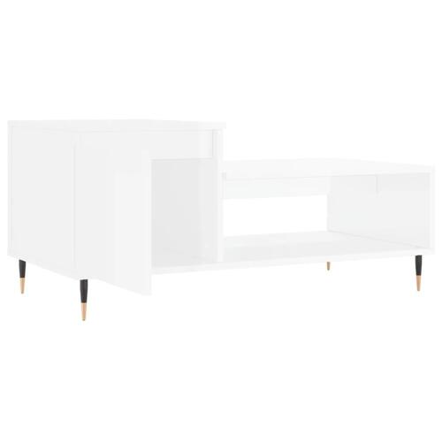 Sofabord 100x50x45 cm konstrueret træ hvid højglans