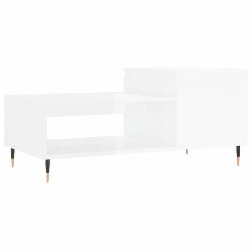 Sofabord 100x50x45 cm konstrueret træ hvid højglans