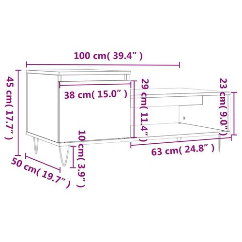 Sofabord 100x50x45 cm konstrueret træ Grå sonoma-eg