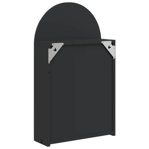 Badeværelsesskab med spejl og LED-lys 42x13x70 buet sort