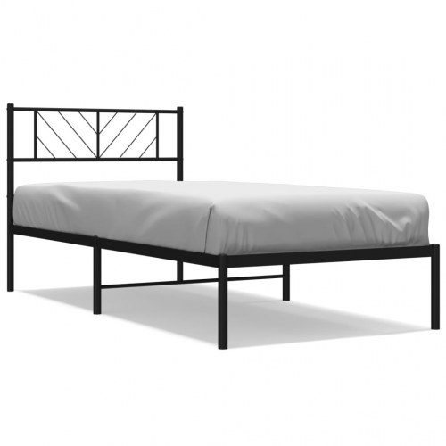 Sengeramme med sengegavl 100×190 cm - metal, sort