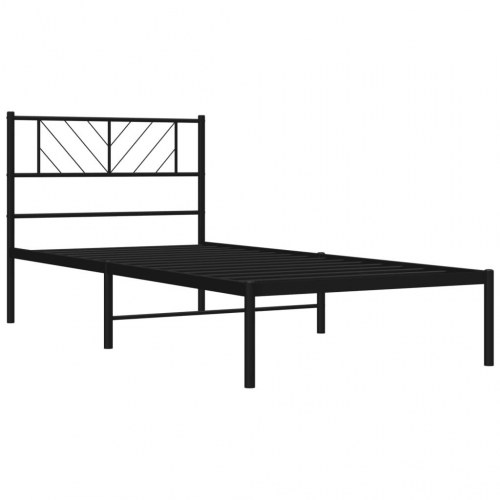 Sengeramme med sengegavl 100×190 cm - metal, sort