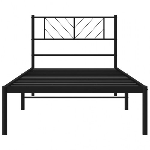Sengeramme med sengegavl 100×190 cm - metal, sort