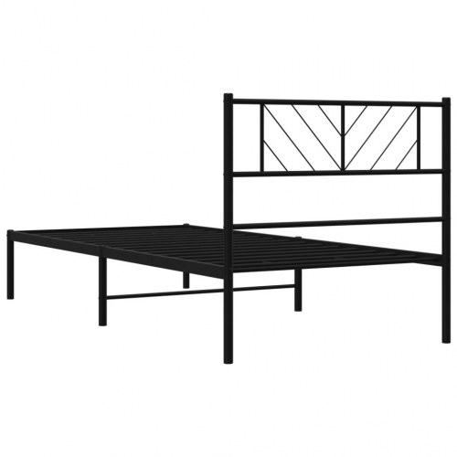 Sengeramme med sengegavl 100×190 cm - metal, sort