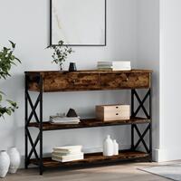 Konsolbord 100x28x75 cm konstrueret træ røget egetræsfarve