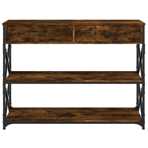 Konsolbord 100x28x75 cm konstrueret træ røget egetræsfarve