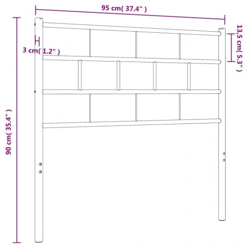 Sengegavl 90 cm metal hvid