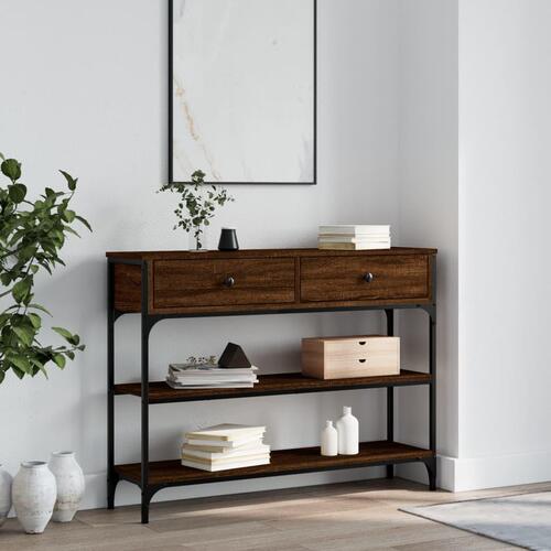 Konsolbord 100x25x75 cm konstrueret træ brun egetræsfarve