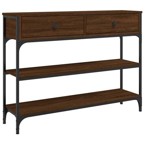 Konsolbord 100x25x75 cm konstrueret træ brun egetræsfarve