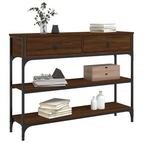 Konsolbord 100x25x75 cm konstrueret træ brun egetræsfarve