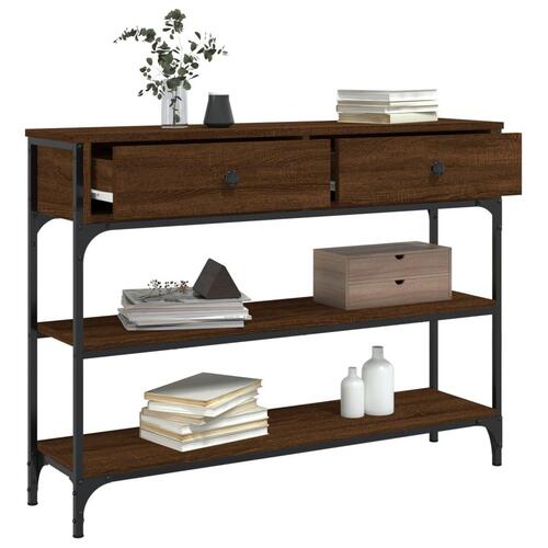 Konsolbord 100x25x75 cm konstrueret træ brun egetræsfarve