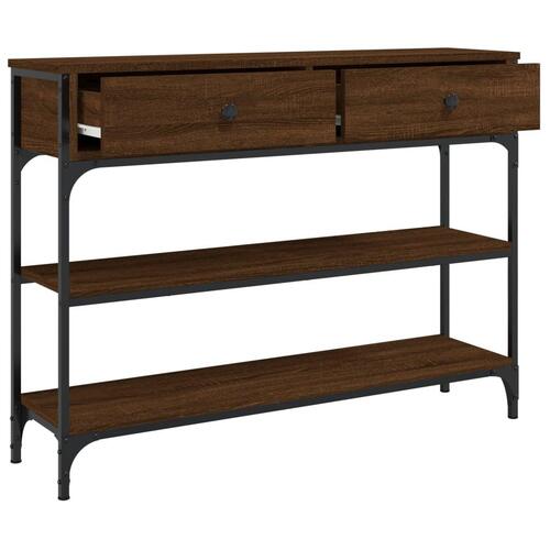 Konsolbord 100x25x75 cm konstrueret træ brun egetræsfarve