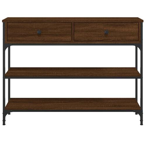 Konsolbord 100x25x75 cm konstrueret træ brun egetræsfarve