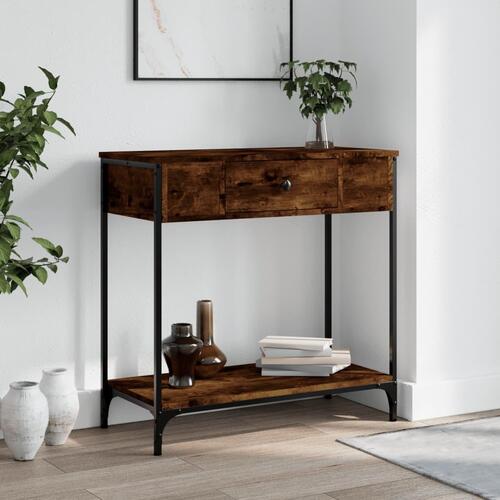 Konsolbord 75x34,5x75 cm konstrueret træ røget egetræsfarve