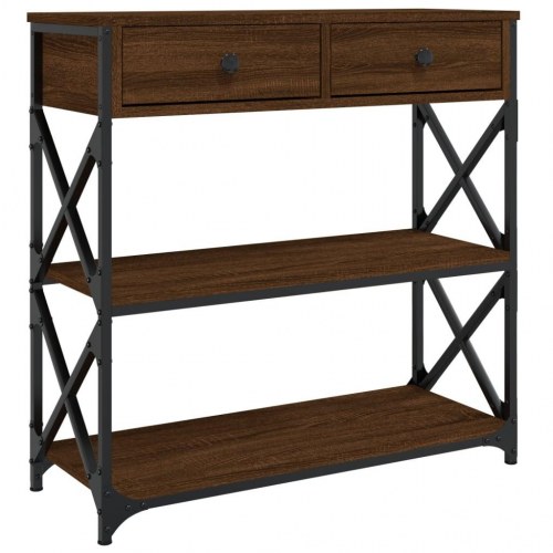Konsolbord 75x28x75 cm konstrueret træ brun egetræsfarve