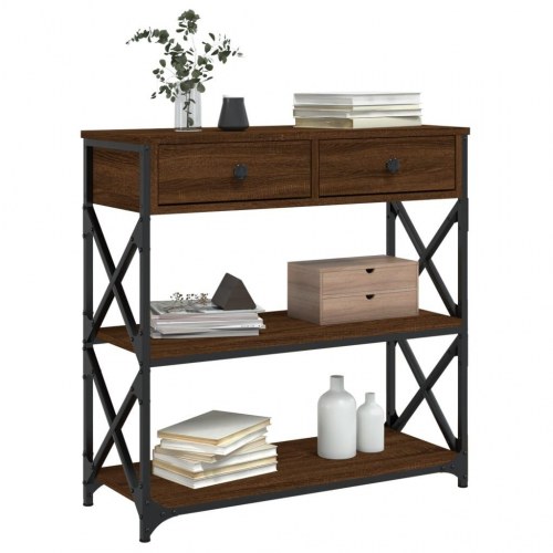 Konsolbord 75x28x75 cm konstrueret træ brun egetræsfarve