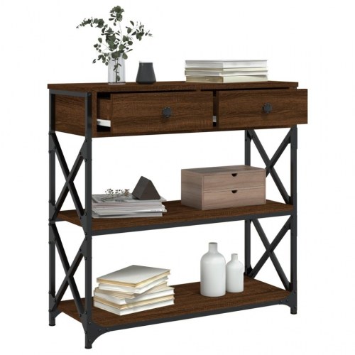 Konsolbord 75x28x75 cm konstrueret træ brun egetræsfarve