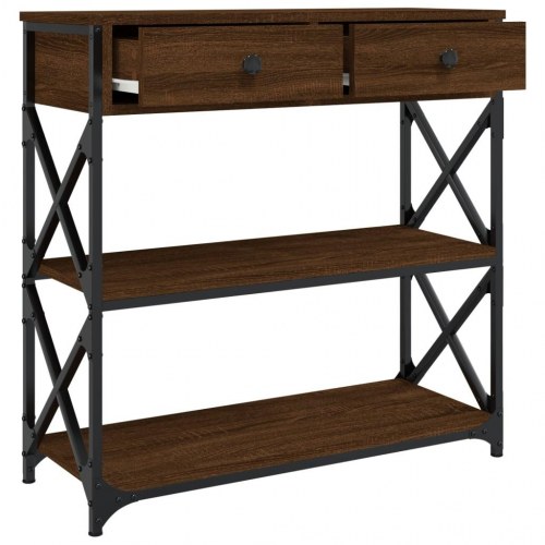 Konsolbord 75x28x75 cm konstrueret træ brun egetræsfarve