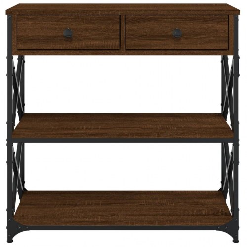 Konsolbord 75x28x75 cm konstrueret træ brun egetræsfarve