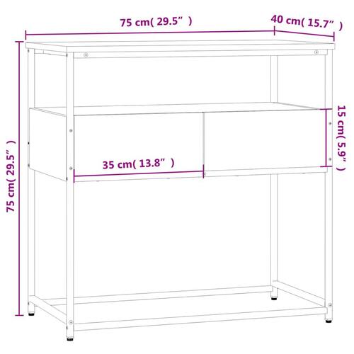 Konsolbord 75x40x75 cm konstrueret træ brun egetræsfarve