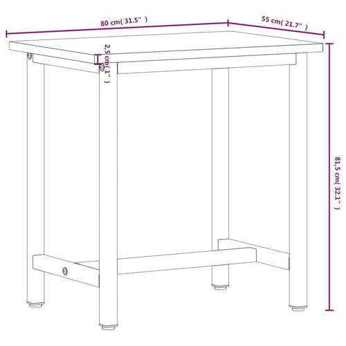 Arbejdsbænk 80x55x81,5 cm massivt bøgetræ og metal