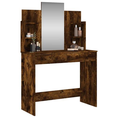 Makeupbord med spejl 96x39x142 cm røget egetræsfarve