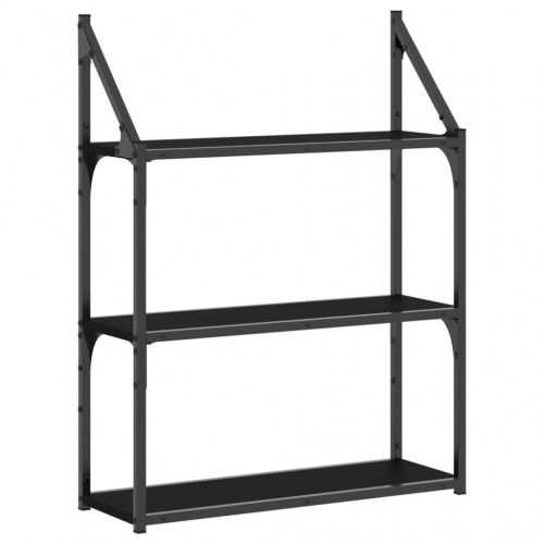 Vægreol med 3 hylder 60x21x78,5 cm konstrueret træ sort