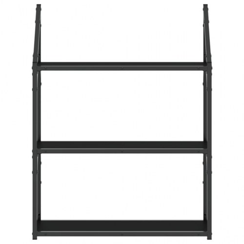 Vægreol med 3 hylder 60x21x78,5 cm konstrueret træ sort