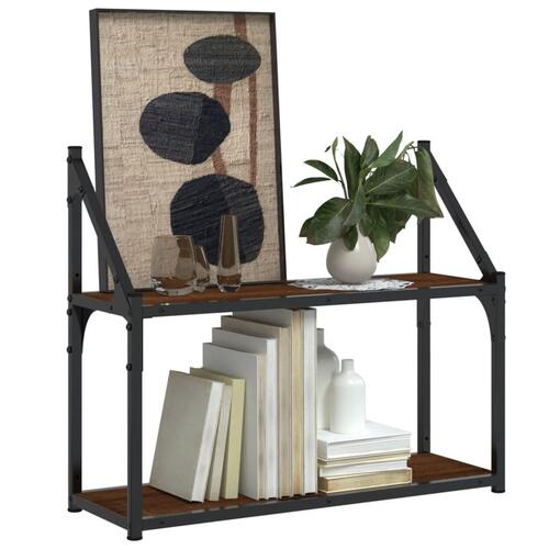 Vægreol med 2 hylder 60x21x51 cm konstrueret træ brunt egetræ