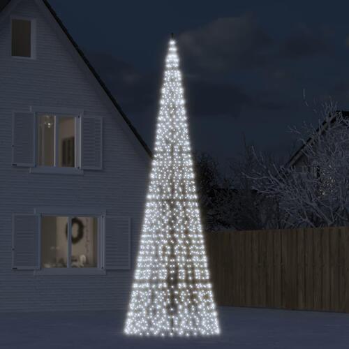 Julelys til flagstang 1534 LED'er 500 cm koldt hvidt lys