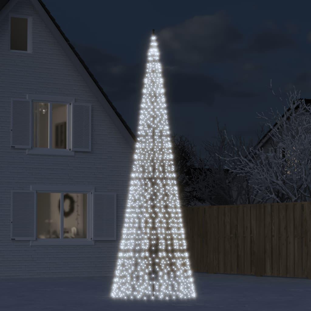 Julelys til flagstang 1534 LED'er 500 cm koldt hvidt lys