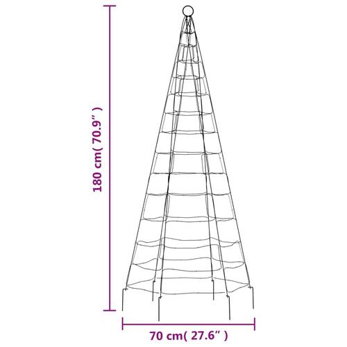 Julelys til flagstang 200 LED'er 180 cm varmt hvidt lys