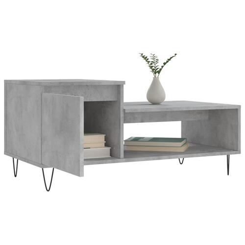 Sofabord 100x50x45 cm konstrueret træ betongrå