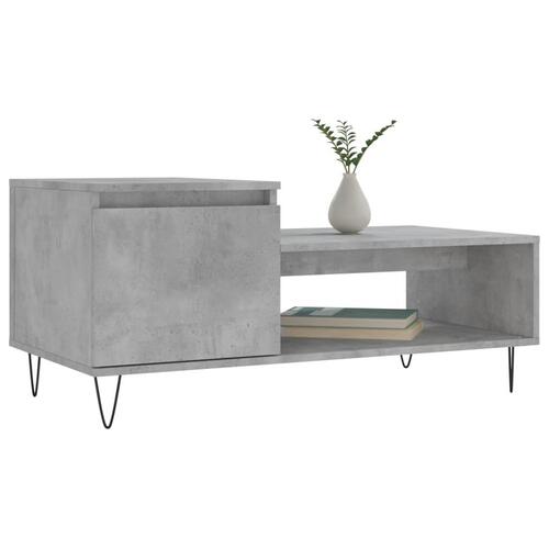 Sofabord 100x50x45 cm konstrueret træ betongrå