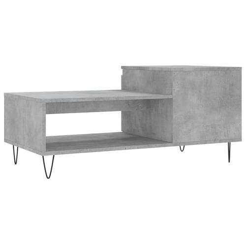 Sofabord 100x50x45 cm konstrueret træ betongrå