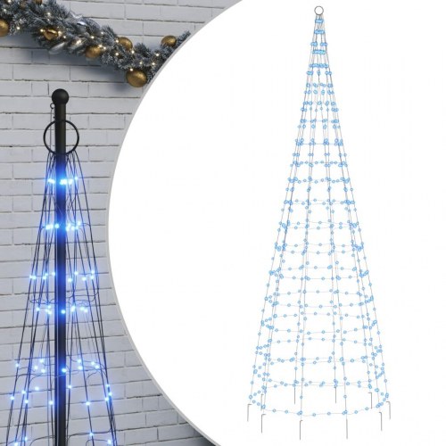 LED-juletræ til flagstang - 550 LED, 300 cm, blåt lys