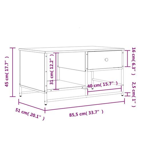 Sofabord 85,5x51x45 cm konstrueret træ grå sonoma-eg