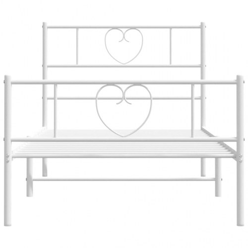 Sengeramme med sengegavl og fodgærde 80x200 cm metal hvid