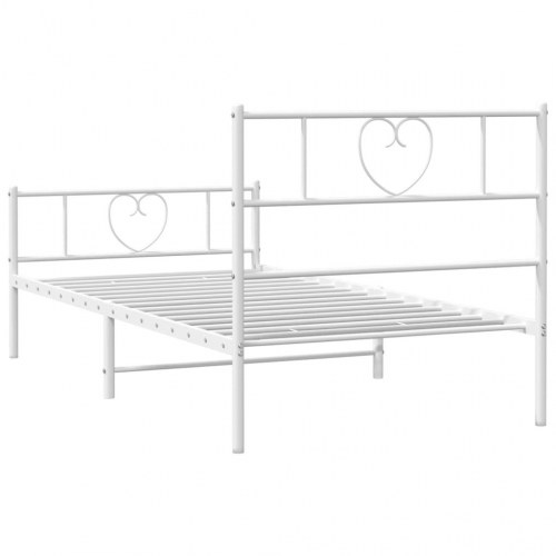 Sengeramme med sengegavl og fodgærde 80x200 cm metal hvid