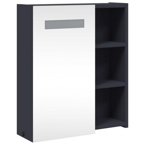 Badeværelsesskab med spejl og LED-lys 45x13x52 grå