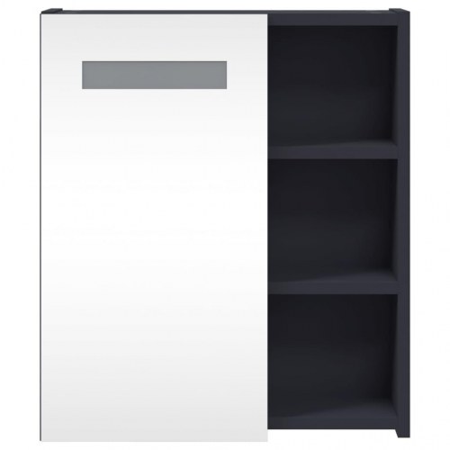 Badeværelsesskab med spejl og LED-lys 45x13x52 grå