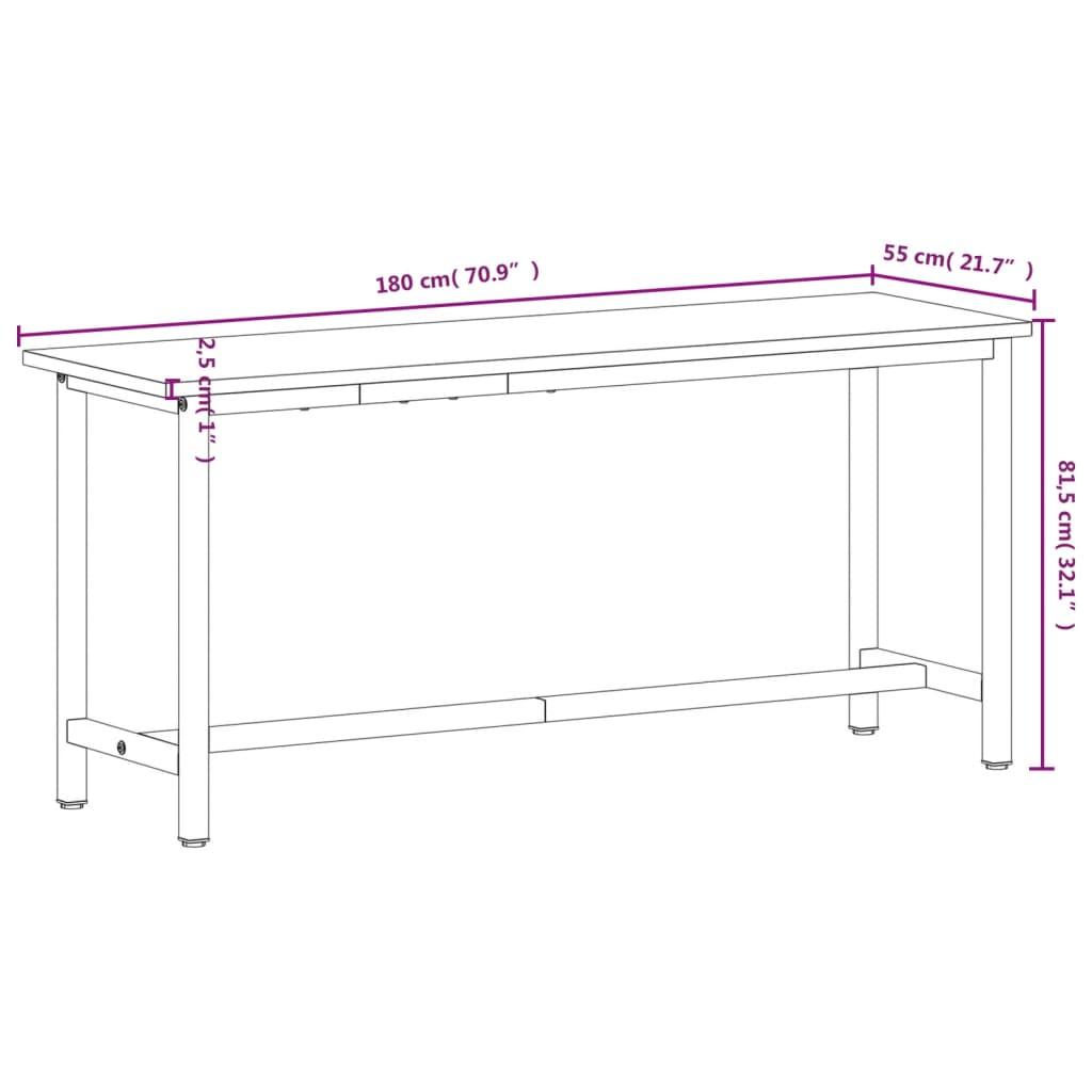 Arbejdsbænk 180x55x81,5 cm massivt bøgetræ og metal
