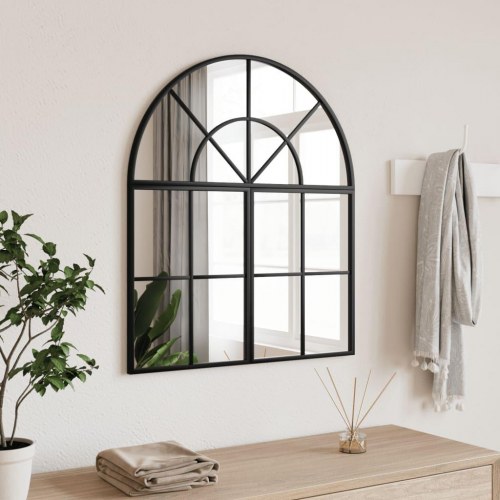 Vægspejl 60 × 70 cm - buet ramme i sort jern