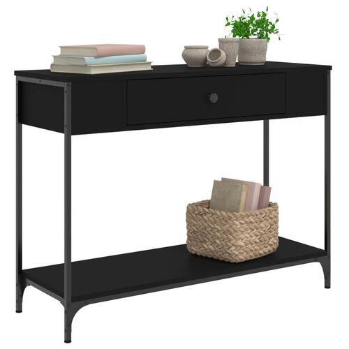 Konsolbord 100x34,5x75 cm konstrueret træ sort